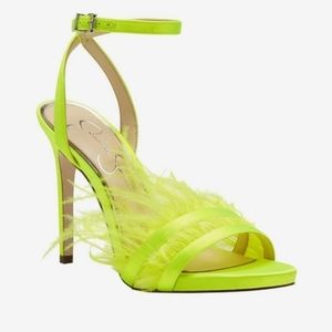 Jessica Simpson Raelin Feather Ankle Strap Sandal (Neon Green)